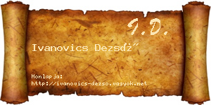 Ivanovics Dezső névjegykártya